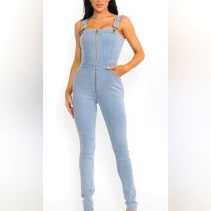 NWOT Women's Light Blue Denim Jumpsuit. Size S.